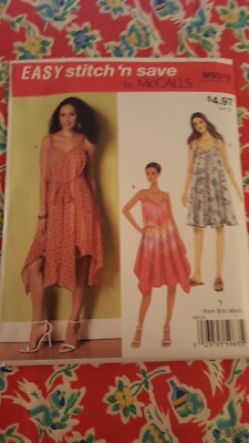 McCalls Easy Pattern M9310 Boho Swing 3 Styles Hi-Lo Dresses Sizes XS S M UNCUT