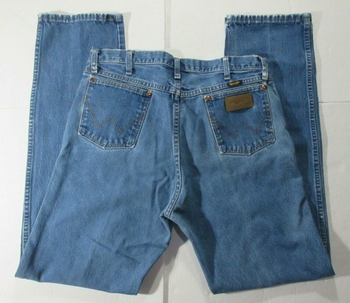 Wrangler Men's Distressed Straight Leg 13MWZPW Style Blue Jeans 35x34* - Picture 7 of 10