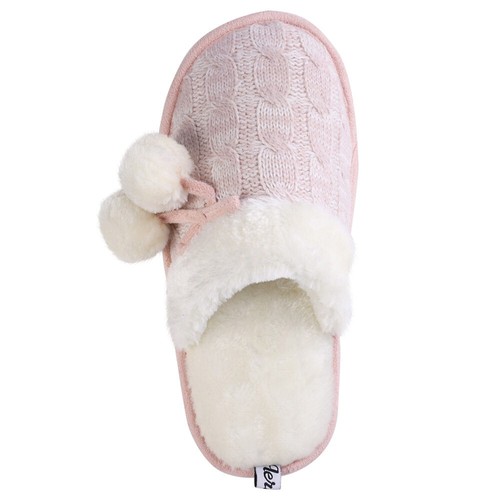 Aerusi Women Fashion Winter Warm Pom Knit Slippers Comfort House Shoes Size 6-10 - Picture 11 of 27