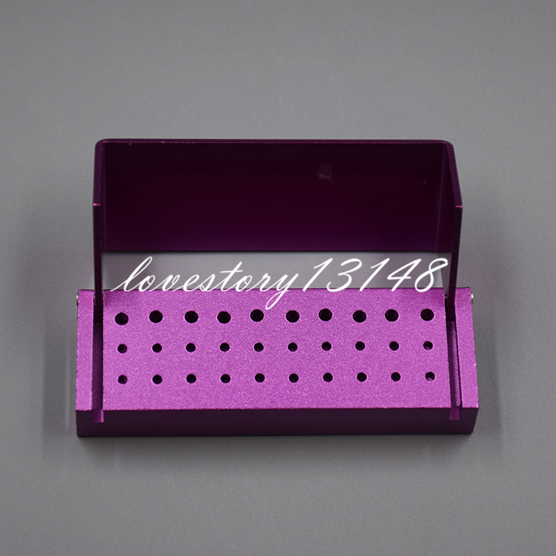 30 Hole Dental Burs Holder Block, Autoclavable Disinfection Box For FG & RA Burs - Golden