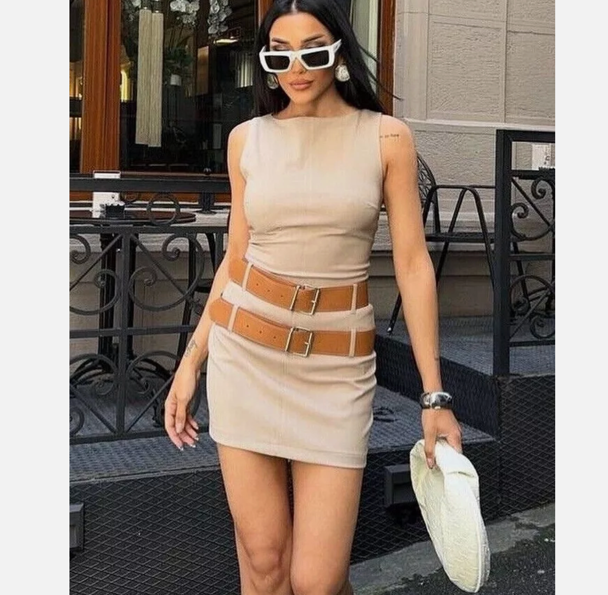 slim fit dress slacks Embellished Bandeau Cowl-Waist Mini Dress in Gold - 8 main image 1