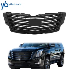 For 2015-2020 Cadillac Escalade Front Bumper Grille Gloss Black Plastic