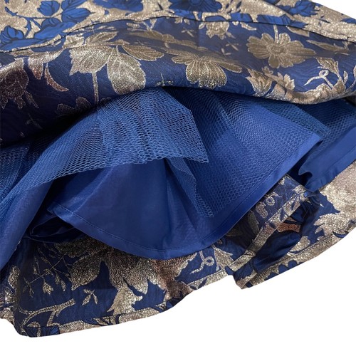 NWT Kidpik Girls Bridesmaid Gown Formal Party Dress Metallic Blue Floral Size 10 - Picture 4 of 9