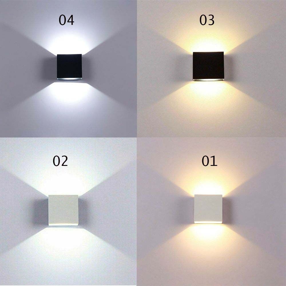 Indoor Outdoor Lamp White/Black Cube Modern Fixture Lighting LED Wall