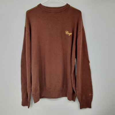 NWT Coogi Brown Embroidered Elbow Patch Long Sleeve Crewneck Sweater XXL