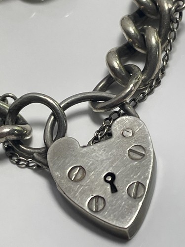 Vintage 'Georg Jensen GLtd' sterling silver 925 bracelet & heart padlock 32.14g - Picture 8 of 18