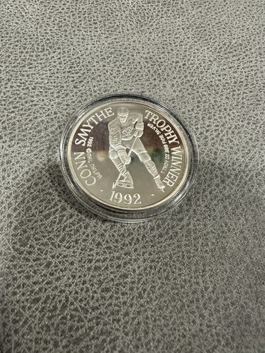 1992 Conn Smythe MARIO LEMIEUX One Troy Oz SILVER COIN Penguins #66 / Limited Ed - Picture 4 of 5