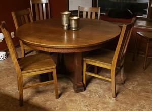 Antique Round Oak Dining Table 54 Diameter 1 Thick Top Limbert Mission Ebay