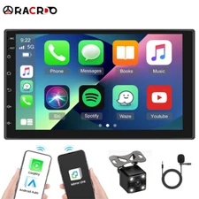 7" Double 2 Din Car Apple Carplay Radio Android Auto Touch Screen Stereo +Camera