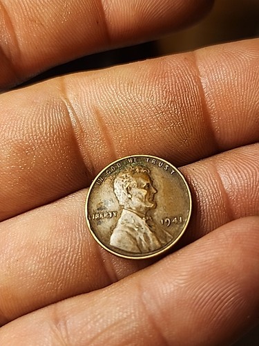 Lincoln Wheat Cent 1941 golpe inverso a través de error - Imagen 1 de 3