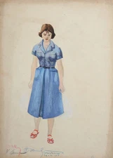 José Sancha (1908–1994)   watercolor painting portrait movie costume design