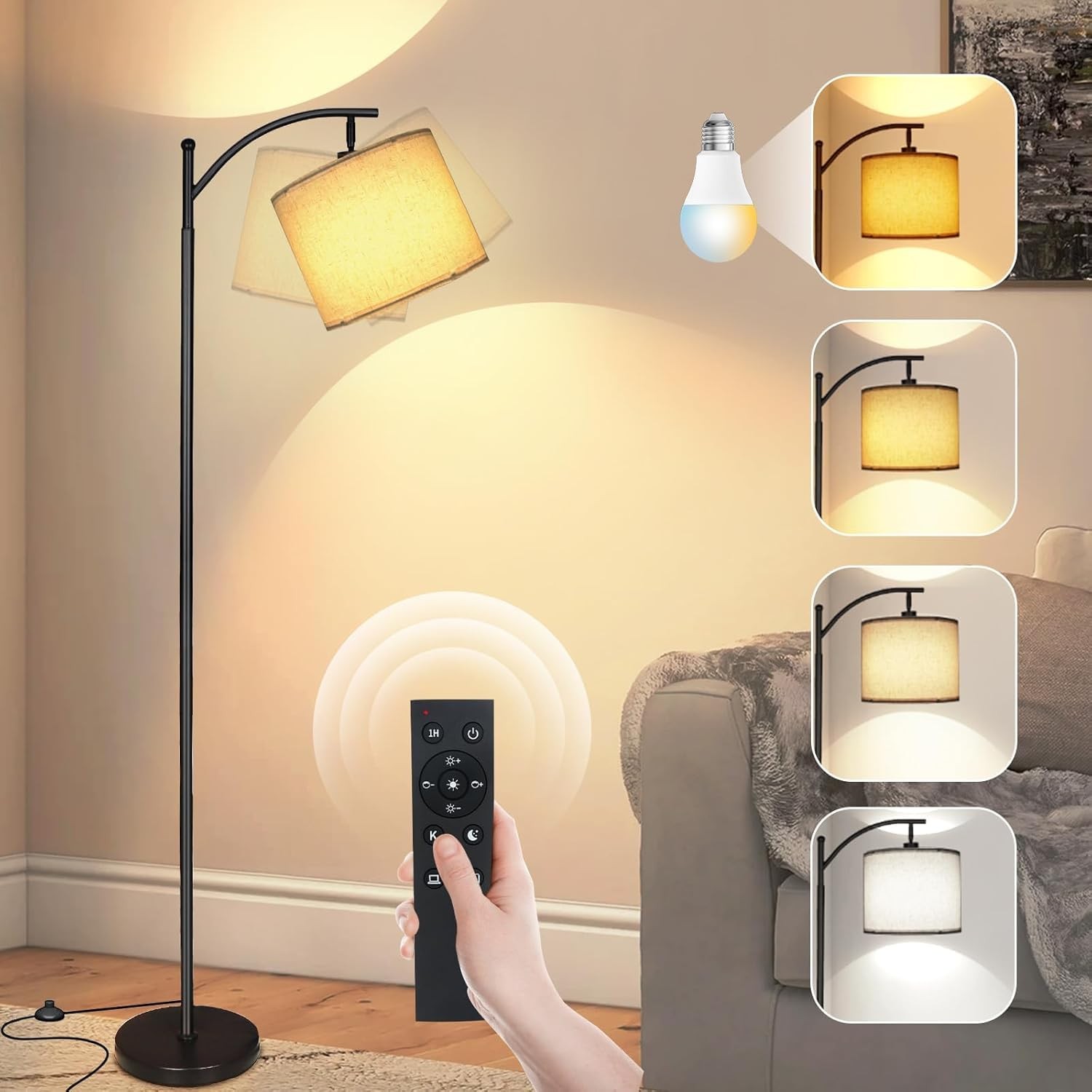 Lampada da Terra con Telecomando LED Piantana 12 temperature di colore 9W E27