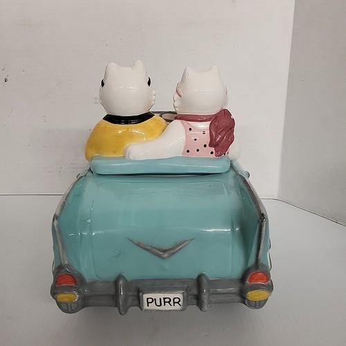 Vintage Clay Art Collectible Cookie Jar Cruisin' Cats - Picture 4 of 11