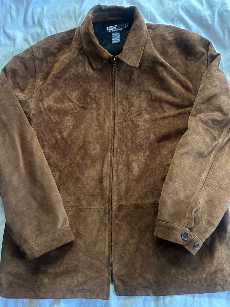 Polo Ralph Lauren Men’s Brown Suede Leather Jacket L Vintage