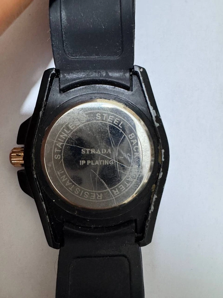 Reloj Strada Cuarzo Japón Movimiento Correa Silicona Negra Bisel Cristal Foto 3 de 4