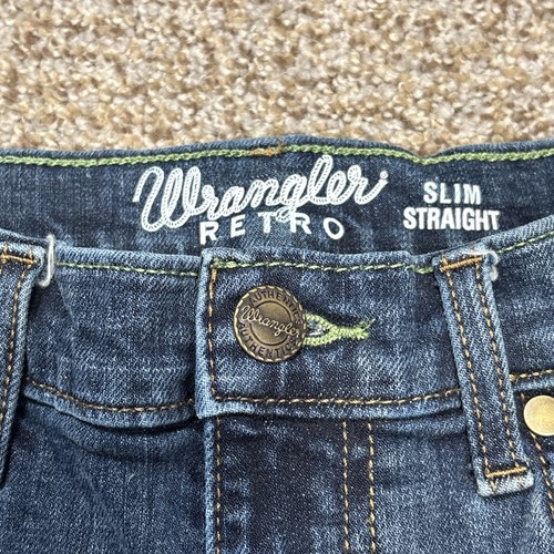 Boys Wrangler Retro Jeans 14 Slim Straight Denim Dark Wash 26x28 - Picture 4 of 15
