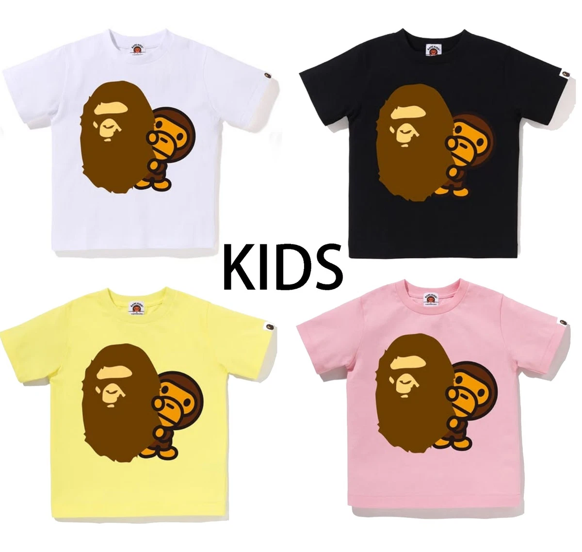 A Bathing Ape Short Sleeve Pink Unisex Kids' Tops & T-Shirts for