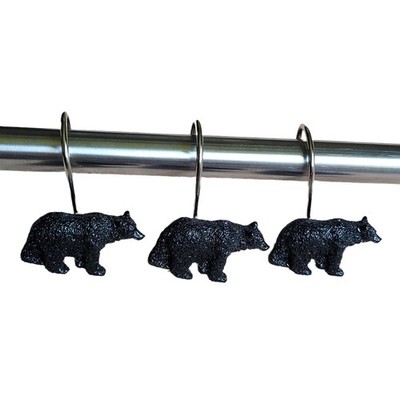 Twofishes Black Bear Lodge Shower Curtain Hooks Set of 12 Black Bear Lodge Sh...