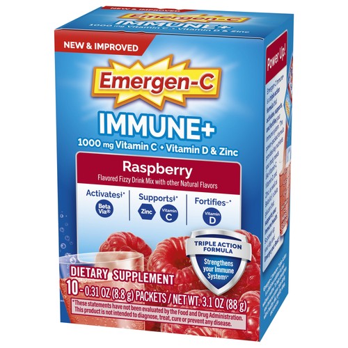 Emergen-C Immune+ Plus Vitamin D & Zinc Fizzy Drink Mix Powder 10 Packets 3.1 oz - Picture 2 of 11