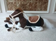 Horse and Foal Rare Plush 30" Brown Pony Saddle + Bridle Reins,Kids Preferred.