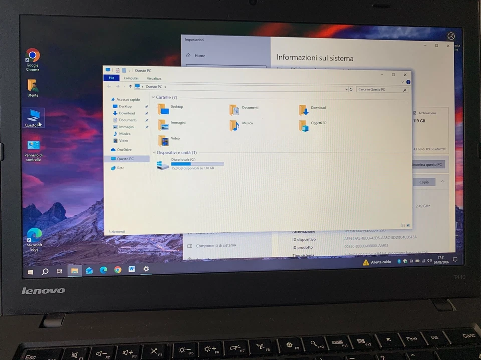 Lenovo ThinkPad T440 · i5-4300U · 8GB · 128GB, foto 4 di 5
