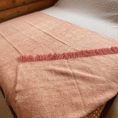 NEEM Handmade 100% Wool Dusty Rose Bed Runner Textile 86x41 Loomed Throw Blanket