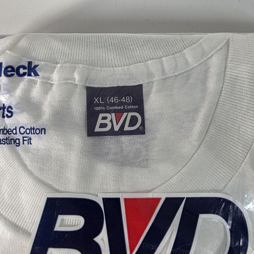Vintage BVD Herren Kurzarm Weiß Rundhalsausschnitt T-Shirts Größe XL 46-48 (3ER-PACK) USA - Bild 2 von 8