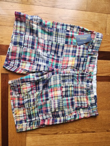 Polo Ralph Lauren PATCHWORK MADRAS PLAID Strait Fit 8" Shorts Size 40 **NEW** - Picture 2 of 10