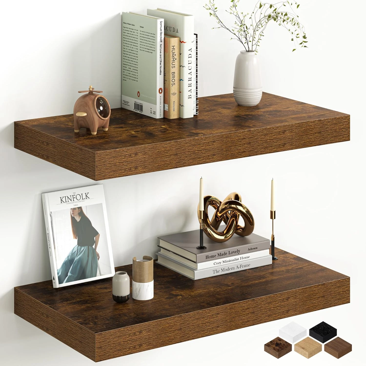 Rustic 12" Deep Floating Shelf - 2 Pack for Storage & Display in Any Room
