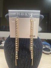GUESS Gold Tone Crystal Dangle Earrings