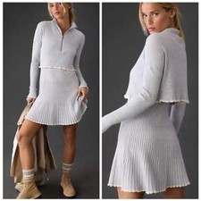 Daily Practice Anthropologie Light Blue Gray Ribbed Miles Sweater Dress XL NEW