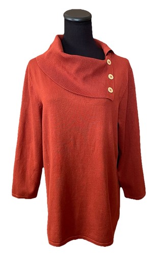 INVESTMENTS 3/4 SLEEVE SPLIT ASSYMETRIC COWL NECK SWEATER Size 1X NEW NWT Pretty