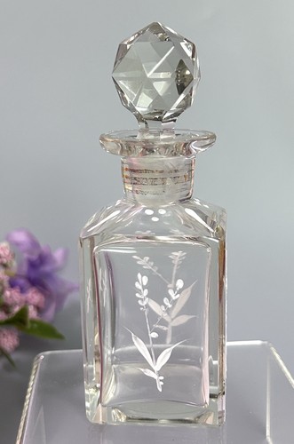 Antique Mary Gregory Type Perfume Cologne Bottle Cut Glass White Enamel 4 3/8”H - Picture 5 of 24
