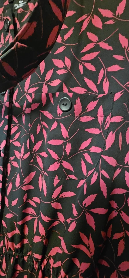 Vtg LESLIE FAY Red & Black Button Front Maxi Secretary 80s Dress w/Belt 10P - Image 4 of 4