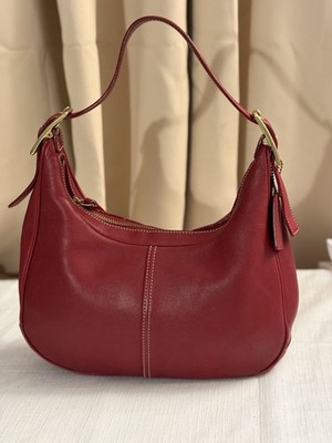 VTG Coach Zoe Ergo Zip 9591 Legacy Shoulder Hobo Bag Leather Red Excellent