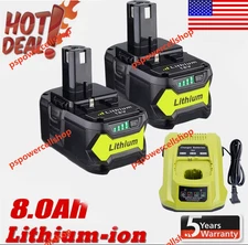 8.0AH For RYOBI P108 18V One Plus High Capacity Battery 18 Volt Lithium-Ion USA