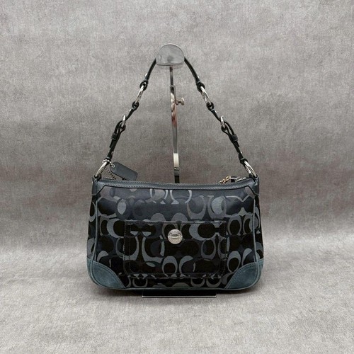 Bolso de Mano Coach Soho Hobo Firma Negro Lona Gamuza Para Mujer USADO DE JAPÓN - Imagen 2 de 13