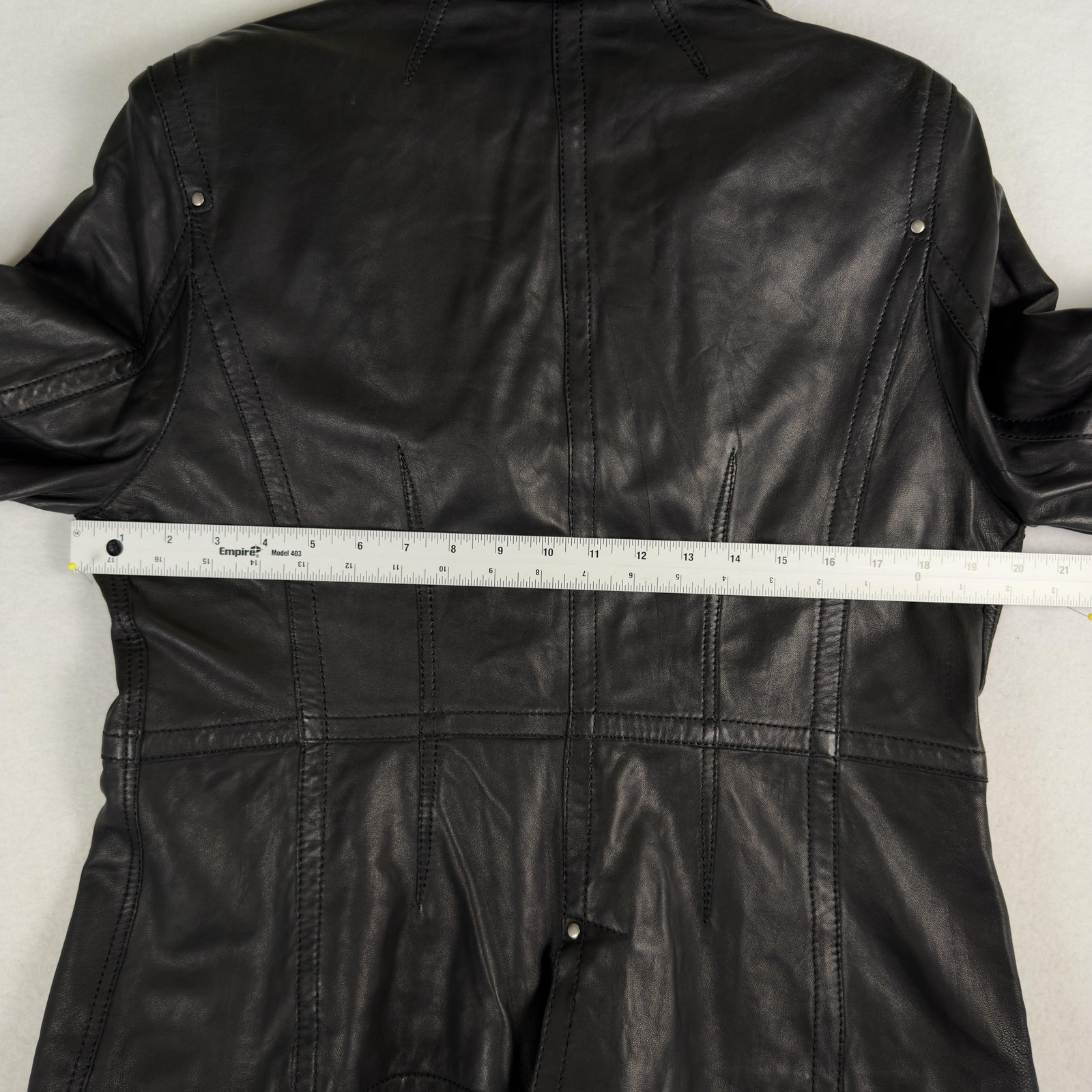 BERNARDO Leather Jacket Black Button Front Lined … - image 10