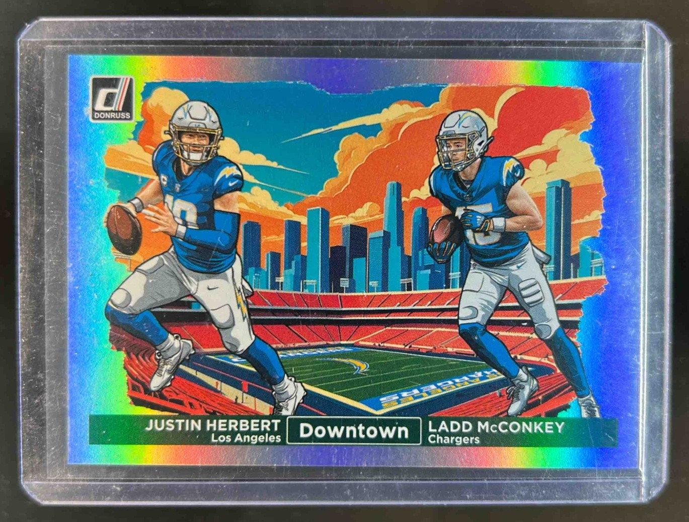 2024 Donruss Justin Herbert Ladd McConkey Horizontal Downtown! RC #19 Chargers