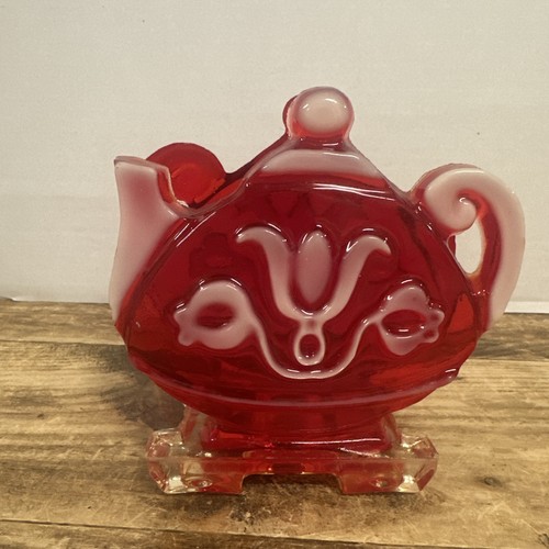 Vintage 6" Lucite Napkin Holder - Teapot Design - MCM - Red & White - USA Made - Picture 5 of 8