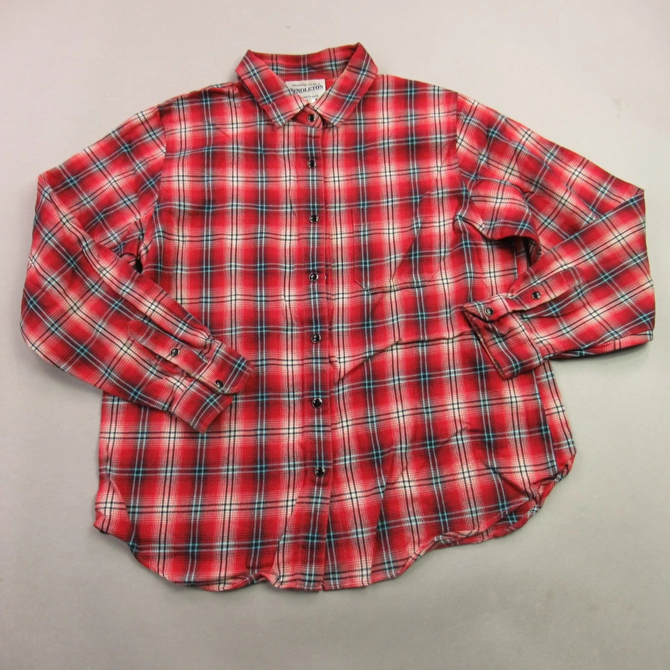Pendleton Shirt Womens Medium Long Sleeve Snap Front Pocket Casual Plaid - Image 2 of 4