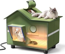 Heated Cat Shelter for Outside, Large Outdoor Cat House with Roof Window and ...