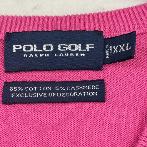 Polo Golf Ralph Lauren Maglione Uomo Taglia XXL Rosa Cotone Cashmere Pullover - Foto 3 di 10