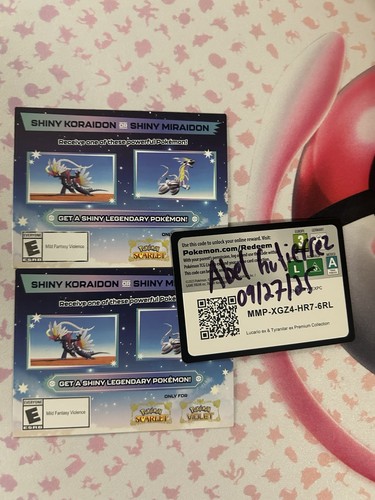  Shiny Koraidon & Miraidon GameStop Code Karte Pokemon Scarlet Violet x2