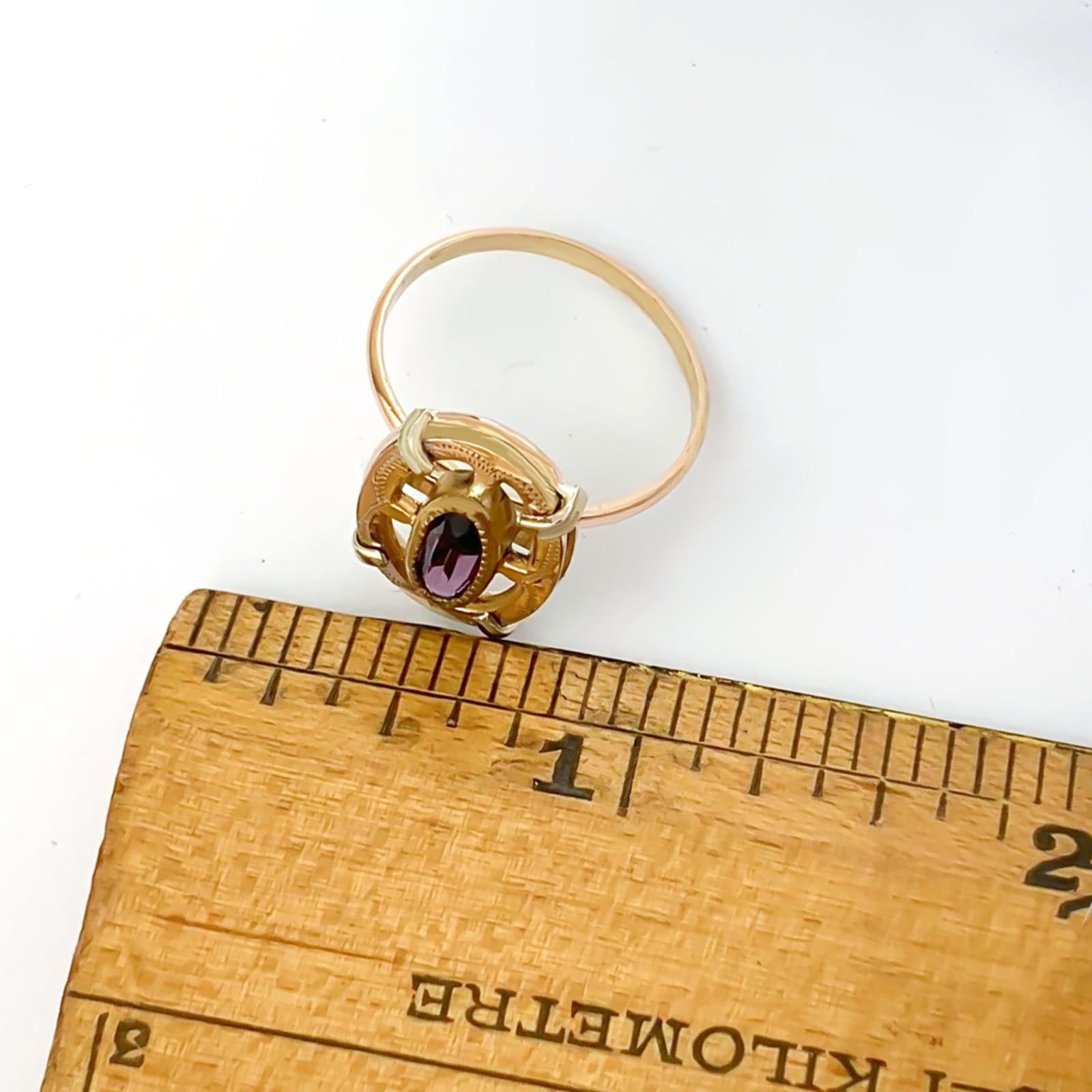Antique Purple Paste Conversion Ring, Gold Filled… - image 7