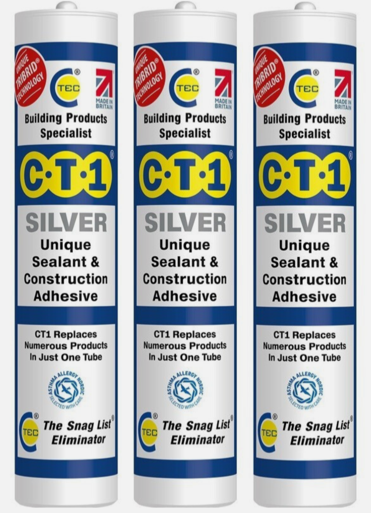 3 x CT1 Silicone Sealant and Construction Adhesive Silver 290ml - Image 5