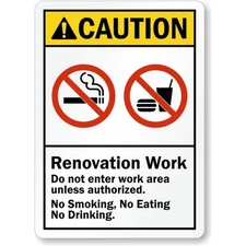 Renovation Work Ansi Caution Aluminum Weatherproof Sign c01524