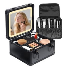 Travel Makeup Case with Lighted LED Mirror   Waterproof Cosmetic Organizer