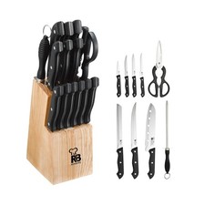 RENBERG Tenessy Coltelli da Cucina Set Completo di 15 Pezzi con Ceppo di Legno