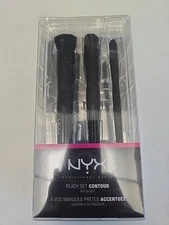 NIB NYX Professional Makeup Ready Set Contour 3-Piece Brush Set, NIB